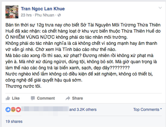 Lan Khuê kêu gọi cộng đồng hãy tỉnh táo với vấn đề ‘nhờ giúp đỡ’