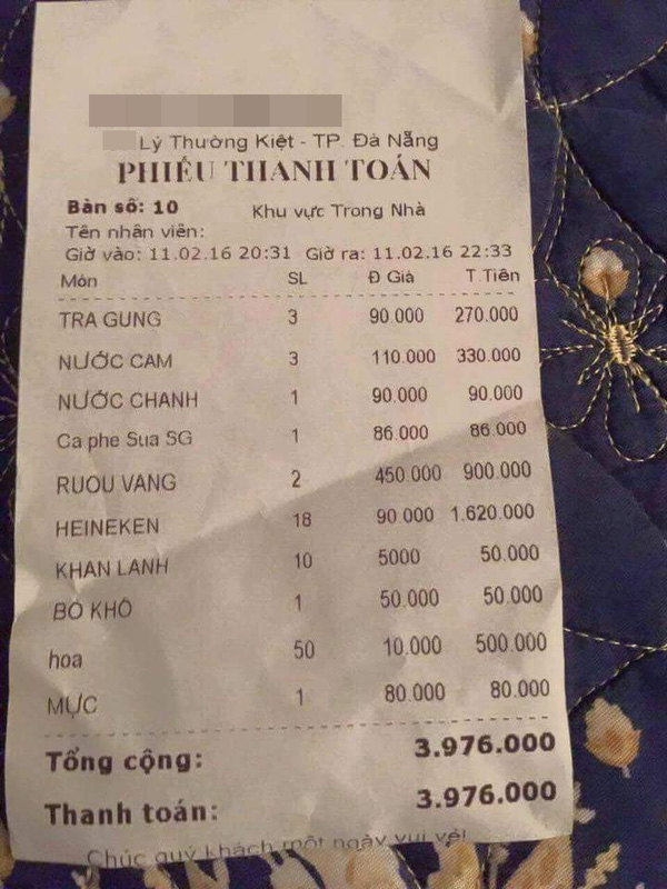 Xôn xao câu chuyện hóa đơn cà phê gần 4 triệu đồng tại Đà Nẵng - Ảnh 1.