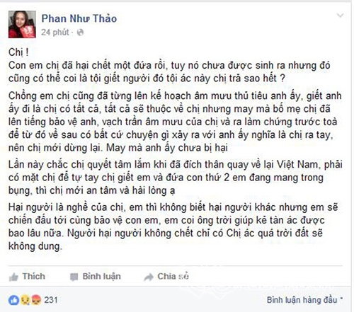 Phan Như Thảo xóa sạch status tố người hại chồng hại con 3