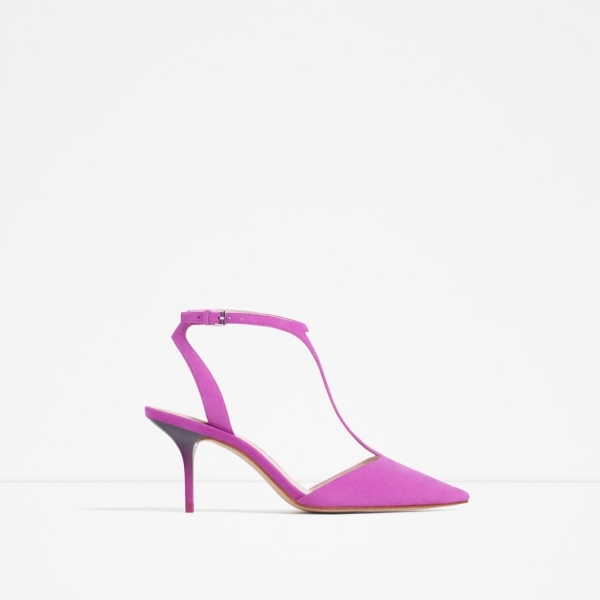 Image 1 of MID HEEL LEATHER SHOES WITH ANKLE STRAP from Zara