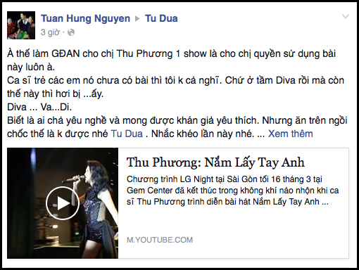 Tuấn Hưng nhắc khéo Tú Dưa khi để Thu Phương hát Nắm lấy tay anh - Ảnh 1.