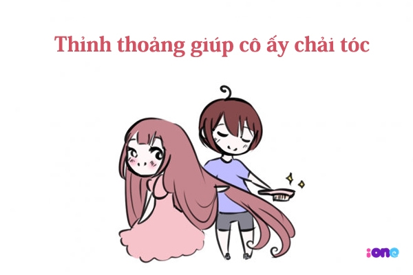 Chải tóc cho bạn gái là một hành động tràn đầy yêu thương và không hề bớt đi nam tính đâu nhé.