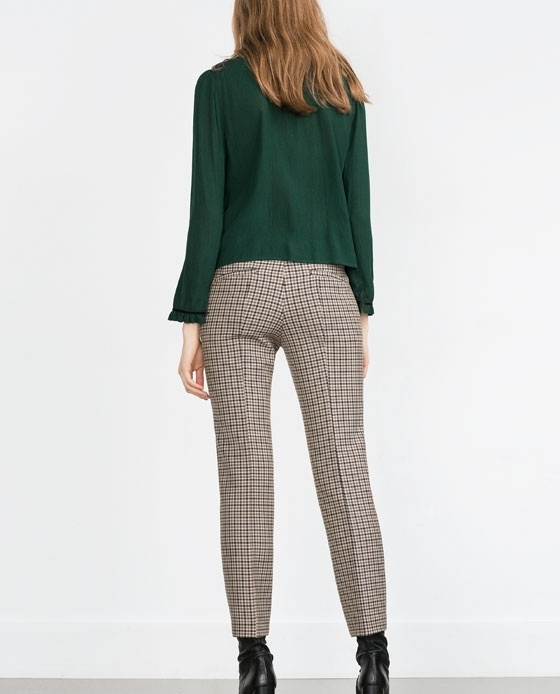 Image 5 of CHECK CROPPED SKINNY TROUSERS from Zara 