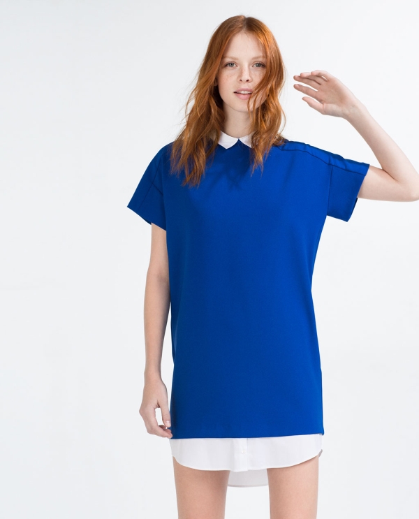 Image 1 of DRESS WITH CONTRAST NECK AND HEM from Zara