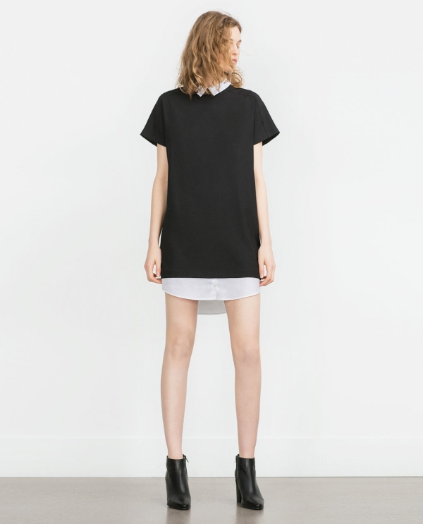 Image 1 of DRESS WITH CONTRAST NECK AND HEM from Zara