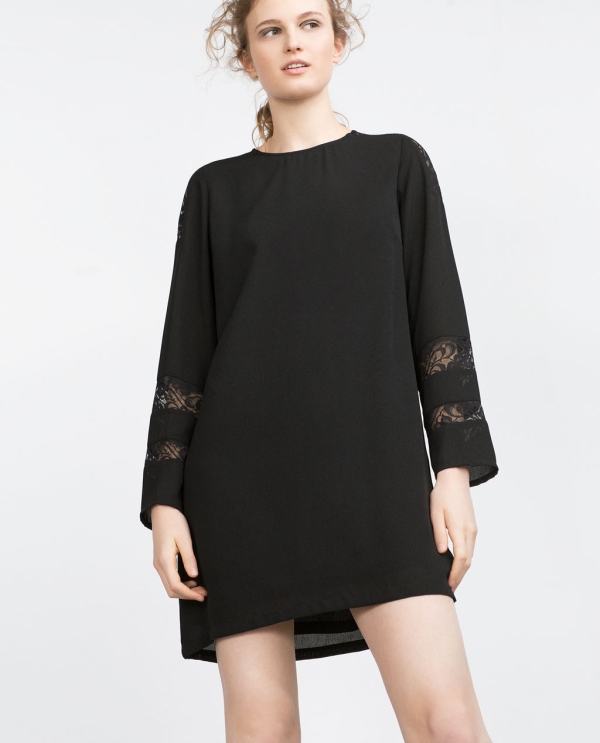 Image 3 of STRAIGHT CUT CONTRAST LACE DRESS from Zara