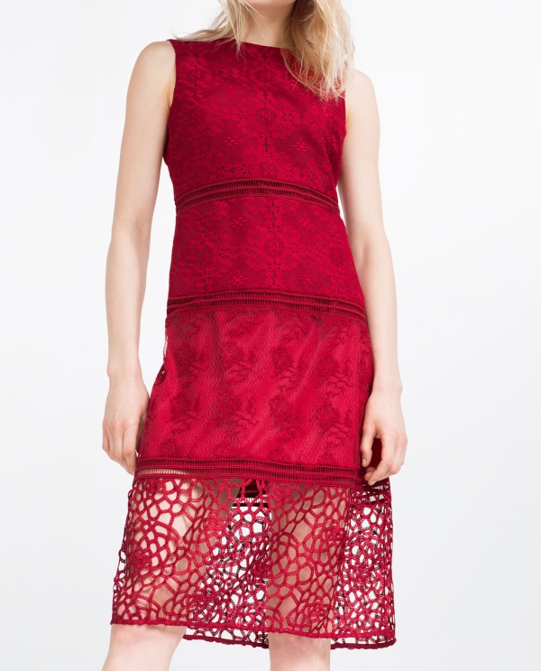 Image 3 of CONTRAST EMBROIDERED DRESS WITH LACE from Zara