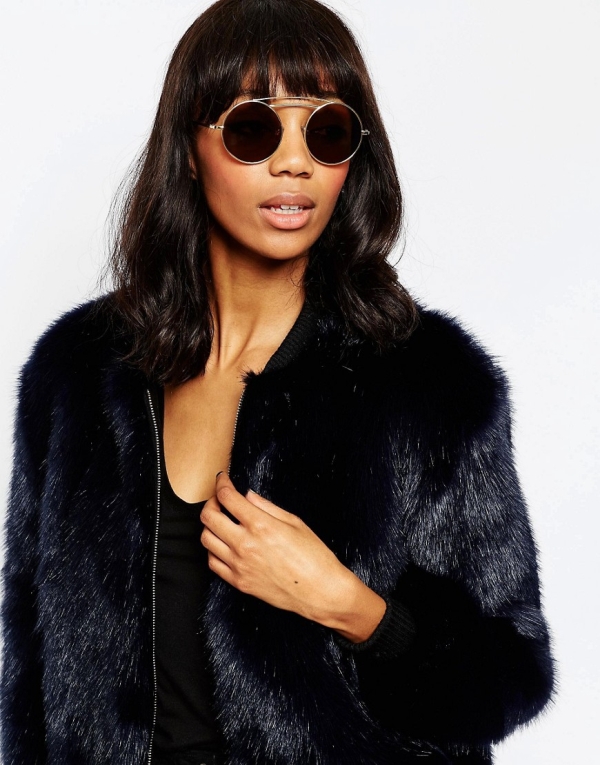Image 3 of ASOS Metal Round Sunglasses With Double High Bar And Flat Lens