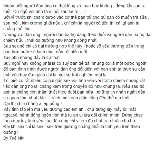 Muốn biết đàn ông thật lòng ngủ với anh ta sẽ rõ