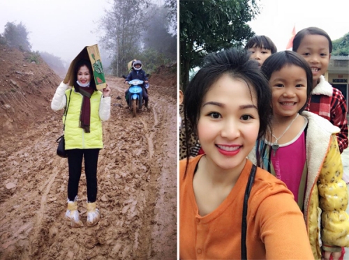 Không chỉ du lịch nước ngoài, chị Tâm còn tham gia các chuyến đi từ thiện tới các tỉnh vùng núi phía Bắc để trợ giúp các em nhỏ có hoàn cảnh khó khăn.