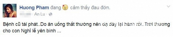 Bệnh cũ của Phạm Hương tái phát do ăn uống thất thường