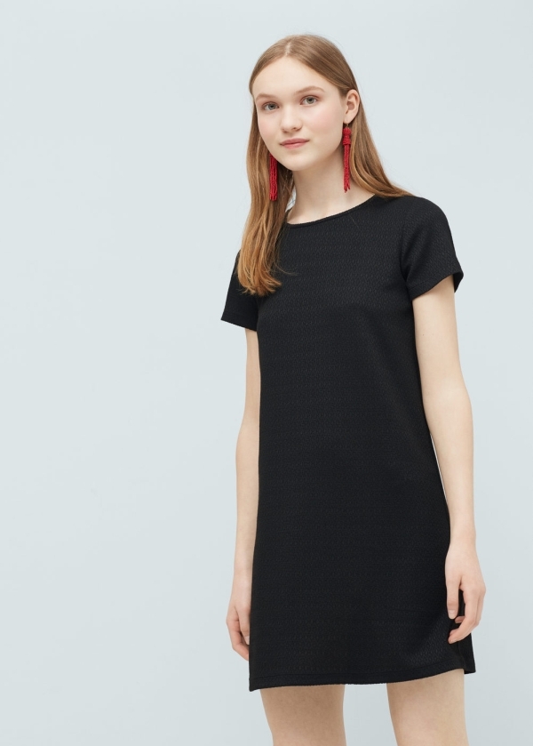 Contrast textured-panel dress | MANGO