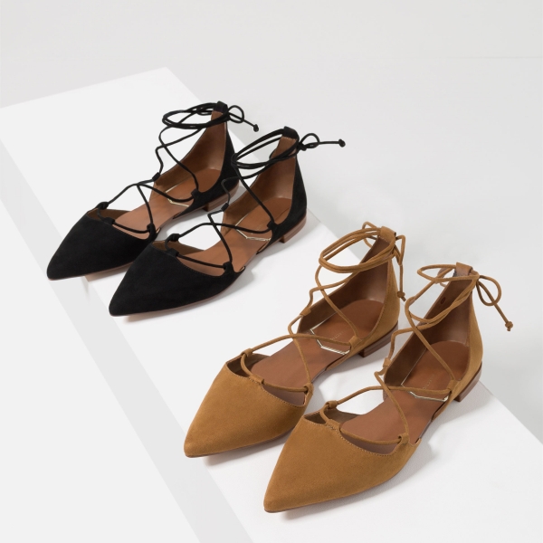 FLAT LACE-UP D'ORSAY SHOES