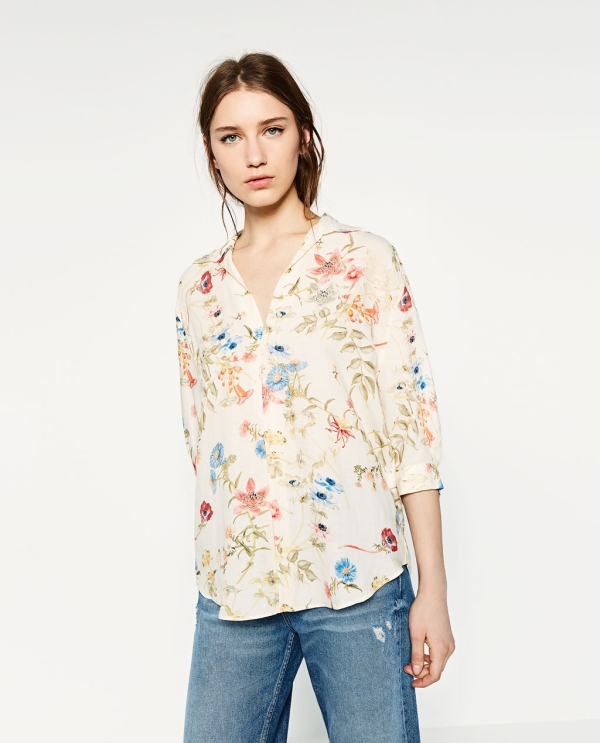 Image 2 of PRINTED LINEN BLOUSE from Zara