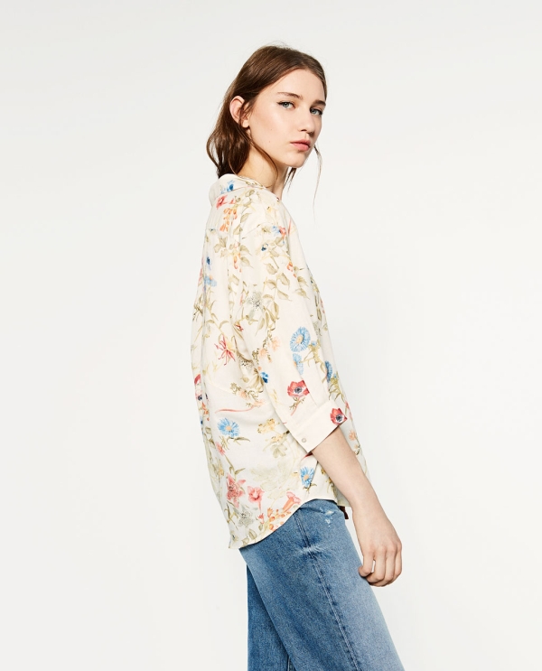 Image 3 of PRINTED LINEN BLOUSE from Zara