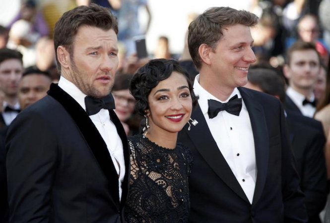 Ruth Negga, đạo diễn Jeff Nichols (trái) và bạn diễn Joel Edgerton (phải) - Ảnh: Reuters