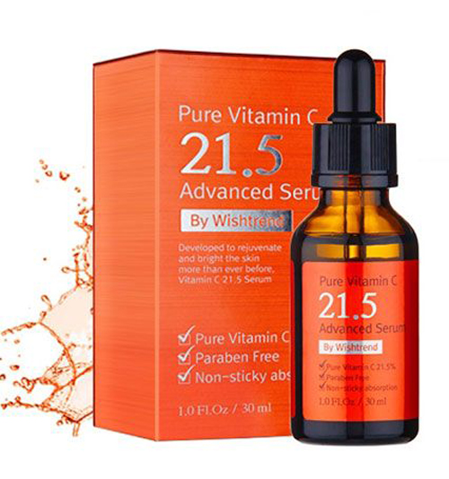 Pure Vitamin C21.5 Advanced Serum, Wishtrend C21.5 là dòng serum thường xuyên hết hàng trên website và luôn nằm trên kệ bán chạy nhất của Wishtrend. Trong số rất nhiều sản phẩm vitamin C trên thị trường, đây là một trong những dòng cô đặc nhất với hiệu quả rõ rệt nhất.  Giá: 25 USD  khoảng 560.000 đồng