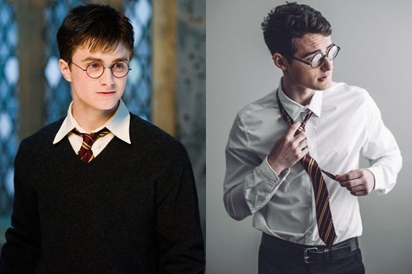 Harry Potter bản gốc (trái) và phiên bản đời thực.