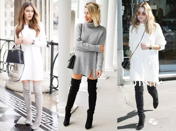 Mặc áo len dáng dài cùng boots cao cổ cũng là sự lựa chọn tuyệt vời cho mùa thu đông