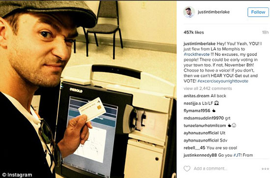 Mải mê  sống ảo  khi bầu cử, Justin Timberlake có nguy cơ phải ngồi tù