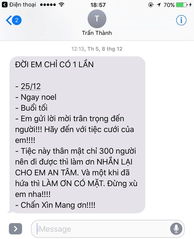 Thiep cuoi khac la cua Tran Thanh va Hari Won hinh anh 1