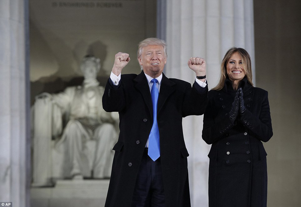 President-elect Trump and his wife Melania arrive at a pre-Inaugural Make America Great Again! Welcome Celebration