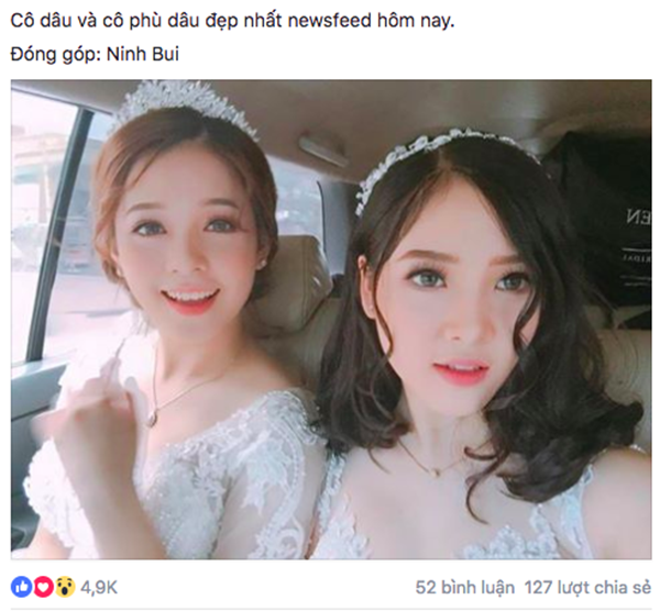 Dân mạng rần rần chia sẻ bức ảnh cô dâu và phù dâu xinh đẹp, nhưng thực tế hai cô gái này là những người mẫu ảnh.