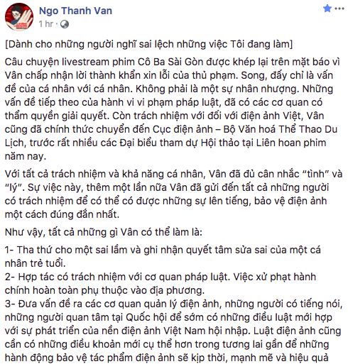 Ngô Thanh Vân nói gì khi bị cho là lợi dụng vụ livestream lậu để PR cho Cô Ba Sài Gòn - Ảnh 1.