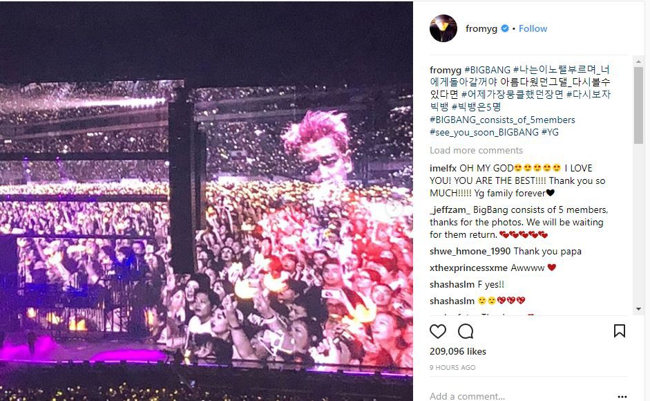 Đăng ảnh T.O.P trong concert cuối cùng, bố Yang khẳng định Big Bang có 5 thành viên - Ảnh 1.