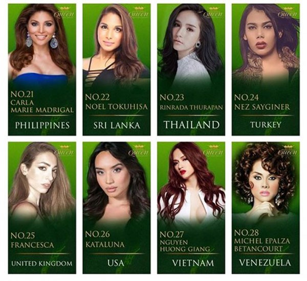 Hình ảnh Hương Giang Idol khoe sắc cùng đại diện các nước trên fanpage chính thức của cuộc thi Hoa hậu Chuyển giới Quốc tế 2018.