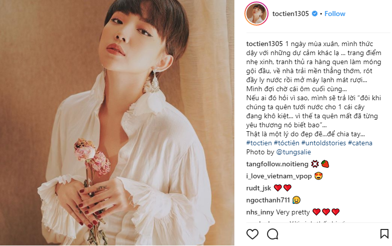 Tóc Tiên vừa chia sẻ trên Instagram với nội dung khá buồn