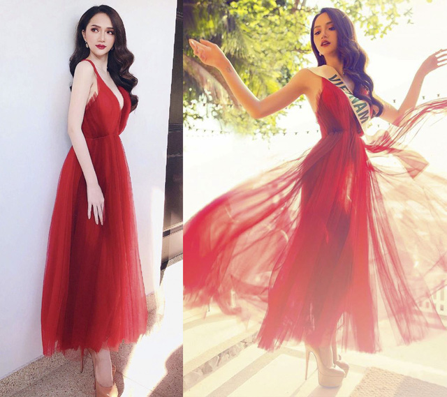Trong suốt hành trình tham gia Miss International Queen 2018, Hương Giang Idol gắn liền với màu đỏ từ ngày đầu di chuyển ra sân bay đến tận đêm chung kết. Trong ảnh, người đẹp ghi điểm nhờ chiếc váy voan xếp lớp nhẹ nhàng, vừa thanh thoát vừa quyến rũ.