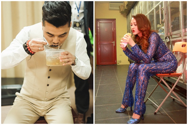  Nhói lòng  khi thấy sao Việt ăn nhanh, uống vội phía sau hậu trường, tất bật chuẩn bị cho show diễn