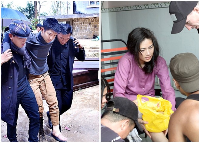 Vân Ngô, Lý Hải khiến khán giả thót tim vì gặp tai nạn trên phim trường