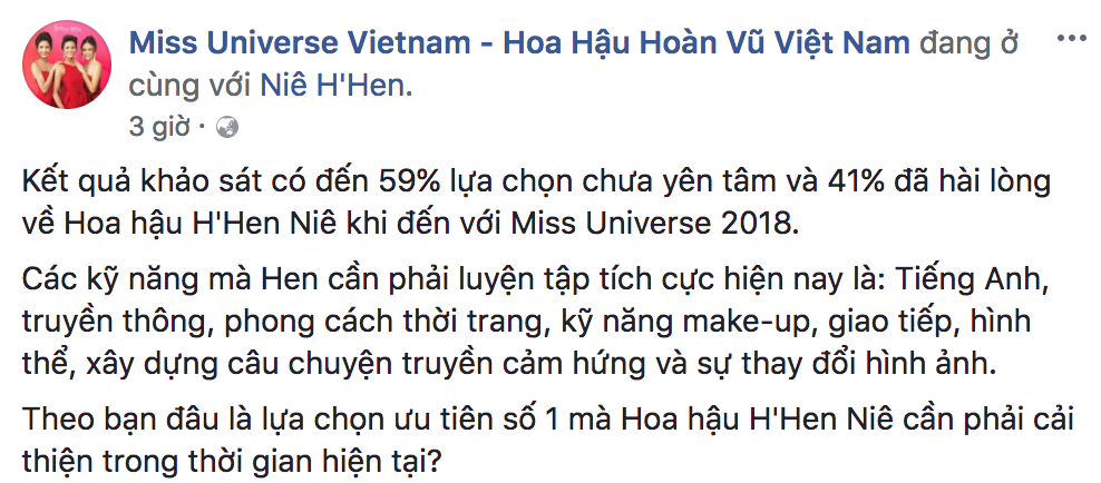 Quá nửa người tham gia khảo sát chưa yên tâm khi HHen Niê đến với Miss Universe 2018 - Ảnh 1.