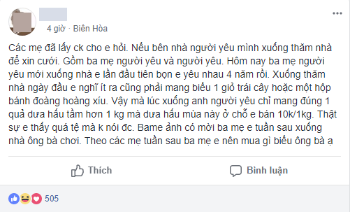 Cô gái phàn nàn vì nhà chồng tương lai đến ra mắt mua mỗi quả dưa hấu 10 nghìn, chị em khuyên mua túi kẹo cao su đáp lễ