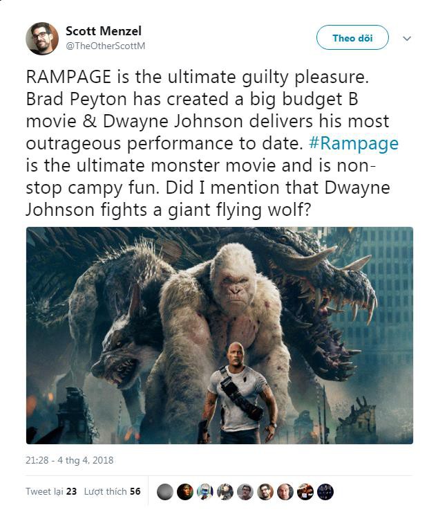 Phim về quái thú khổng lồ Rampage của The Rock được giới phê bình ca ngợi hết lời - Ảnh 1.
