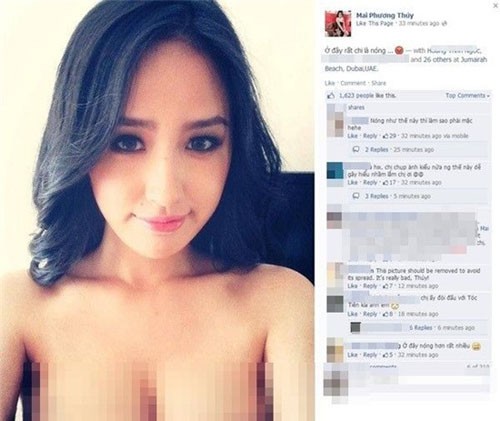 Mai Phương Thuý từng bị ném đá dữ dội vì cộng đồng mạng hiểu nhầm rằng đăng ảnh nhạy cảm do bị làm giả Facebook.