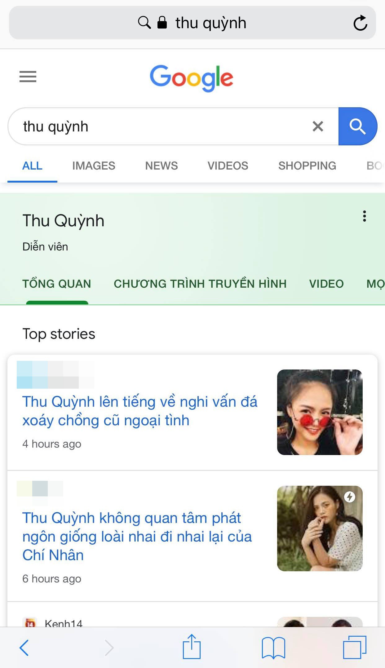 Hậu lùm xùm hôn nhân Google trả kết quả: Thu Quỳnh là  diễn viên , Chí Nhân là  chồng cũ Thu Quỳnh  còn Minh Hà là  nobody 