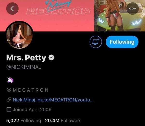 Nicki Minaj đổi tên tài khoản Twitter thành Mrs.Petty.