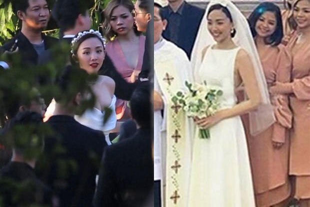 Hình ảnh hiếm hoi về Tóc Tiên trong buổi tiệc cưới. Mặc dù bị chụp lén nhưng nữ ca sĩ vẫn vô cùng rạng rỡ và xinh đẹp.