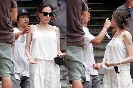 
                    Angelina Jolie rạng ngời trên phim trường, Pax Thiên chăm sóc tận tình
                