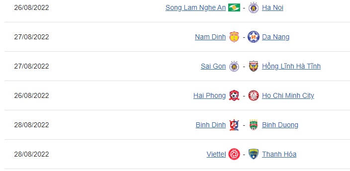 Lịch thi đấu vòng 14 V-League 2022