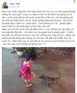 Thủy Tiên khéo léo đăng ảnh Bánh Gạo để bày tỏ về việc ăn thịt chó