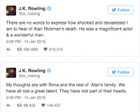 Dàn sao  Harry Potter  gửi lời thương tiếc tới thầy Snape