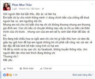 Phan Như Thảo:  Em đang trải chiếu hoa ra ngồi xem chị còn trò gì bẩn thỉu hơn 