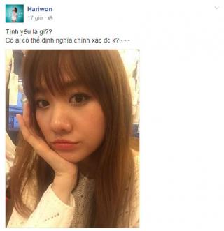 Hari Won hỏi  Tình yêu là gì?  và được Đinh Tiến Đạt trả lời  ...là bắt đầu của khổ đau 