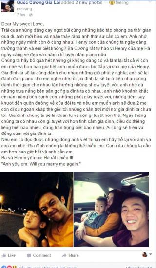 Cường Đô La cầu hôn Hồ Ngọc Hà trên Facebook là giả mạo