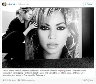 Adele làm fan cười ngất trước hành động hâm mộ album mới của Beyoncé