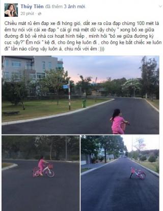 Thủy Tiên lại bị chỉ trích vì để con gái vứt bỏ xe giữa đường